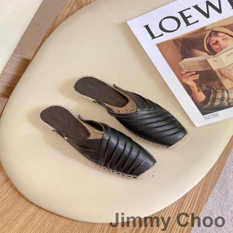 Jimmy Choo Dru Flat Mules Women Mixed Sheep Leather Black