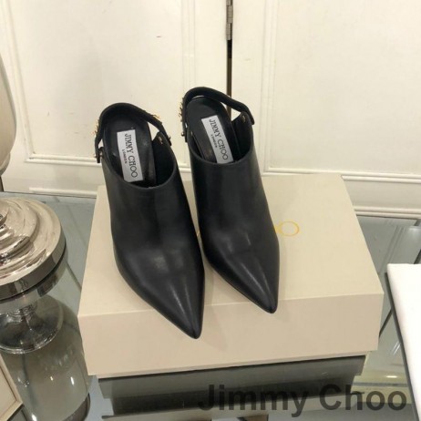 Jimmy Choo Lexx 100 Slingback Mules Women Leather With Chain Trim Black