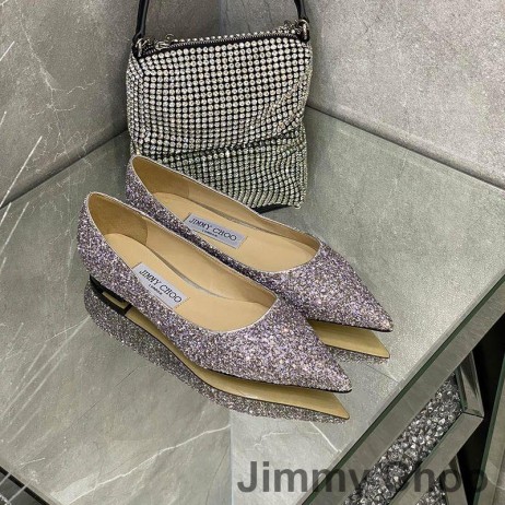 Jimmy Choo Love Flats Women Glitter Degrade Fabric Violet