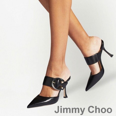 Jimmy Choo Magie 85 Mules Women Nappa Leather With C-Buckle Black
