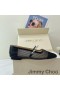 Jimmy Choo Ade Flats Women Fishnet Mesh And Patent Leather With Pearl Embellished Black