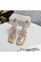 Jimmy Choo Amiral 85 Sandals Women Nappa Leather With Beaded Raffia Apricot