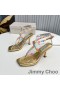 Jimmy Choo Amiral 85 Sandals Women Nappa Leather With Beaded Raffia Gold