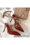 Jimmy Choo Bing 100 Mules Women Patent Leather With Crystal Strap Red