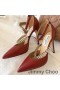 Jimmy Choo Bobbie 100 Pumps Women Patent Leather With Crystal Strap Red