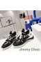 Jimmy Choo Cosmos F Low Top Sneakers Unisex Leather And Silk Black/White