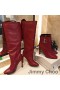 Jimmy Choo Mahesa 100 Knee Booties Women Calf Leather With JC Emblem Red