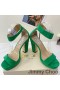 Jimmy Choo Mionne 115 Platform Sandals Women Suede With Crystal Buckle Green