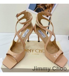Jimmy Choo Azia 85 Sandals Women Patent Leather Apricot
