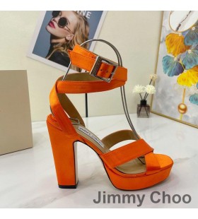 Jimmy Choo Gaia 115 Platform Sandals Women Satin Orange