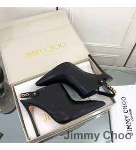 Jimmy Choo Lexx 100 Slingback Mules Women Leather With Chain Trim Black