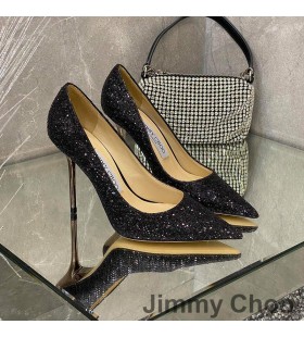 Jimmy Choo Love Pumps Women Glitter Degrade Fabric Black