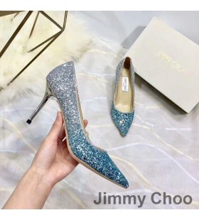 Jimmy Choo Love Pumps Women Glitter Degrade Fabric Blue/Silver