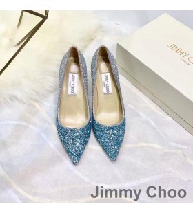 Jimmy Choo Love Pumps Women Glitter Degrade Fabric Blue/Silver