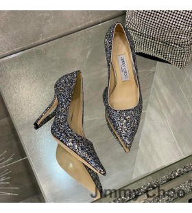 Jimmy Choo Love Pumps Women Glitter Degrade Fabric Grey/Blue
