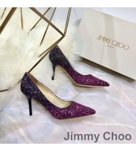 Jimmy Choo Love Pumps Women Glitter Degrade Fabric Purple/Black