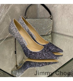 Jimmy Choo Love Pumps Women Glitter Degrade Fabric Silver/Black
