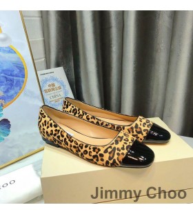 Jimmy Choo Watson Flats Women Leopard Print And Patent Leather Brown/Black