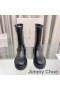 Jimmy Choo Motociclista II Botas de Mulheres Lisa de Couro Com Fivelas de Ouro Preto