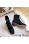 Jimmy Choo Maine Tornozelo Botas De Mulheres De Camurça Com Cristais Embelezado Calcanhar Preto