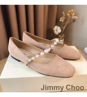 Jimmy Choo Ade Flats Mulheres De Camurça Com Pérola Embelezamento-De-Rosa