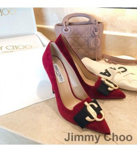 Jimmy Choo Amor De 100 Bombas de Mulheres de Camurça Com JC Emblema Vermelho