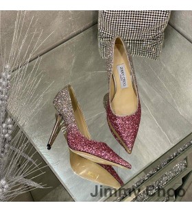 Jimmy Choo Amor Bombas De Mulheres Glitter Degradar O Tecido De Prata/Rosa