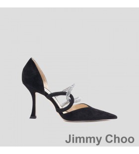 Jimmy Choo Luis 85 Bombas De Mulheres De Camurça Com Enfeite De Cristal Preto