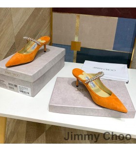 Jimmy Choo Bing Öszvérek Női Velúr, Gyöngy, Kristály Szíj Narancs