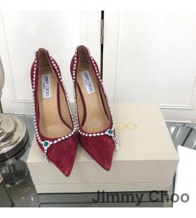 Jimmy Choo Szerelem 100 Szivattyúk Nők Bársony A Kristály-Mix Nyaklánc Bordó