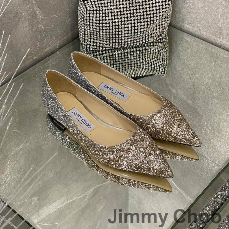 Jimmy Choo Grá Árasáin Mná Glitter Díghrádú Fabraic Airgid/Óir