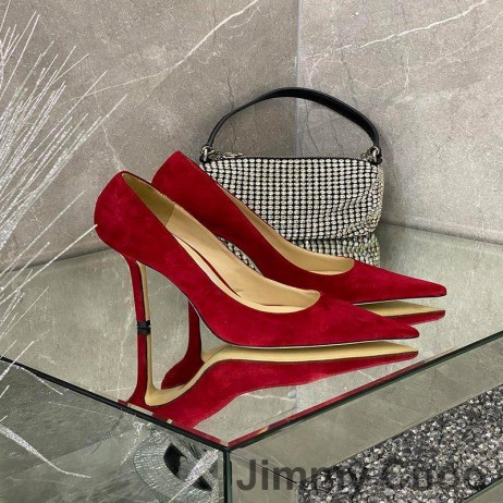Jimmy Choo Grá Caidéil Mná Suede Dearg
