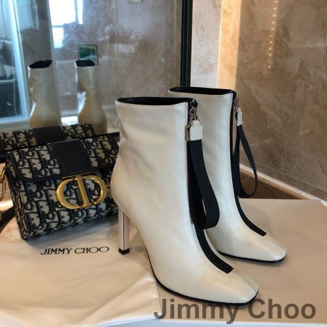 Jimmy Choo Macel 100 Rúitín Booties Mná Leathair Lao Beige