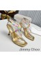 Jimmy Choo Amiral 85 Sandals Mná Leathar Nappa Le Feirbthe Raffia Óir