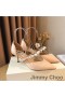 Jimmy Choo Aurelie 65 Caidéil Mná Leathar Paitinne Le Embellishment Pearl Bándearg
