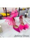 Jimmy Choo Averly 100 Caidéil Mná Suede Le Oversized Mogalra Bows Rose