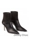 Jimmy Choo Beyla 85 Rúitín Booties Mban Lao Leathar Agus Suede Le JC Cnaipe a Shonraíonn Dubh