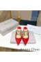 Jimmy Choo Bing Miúileanna Mná Suede Le Criostail Agus Pearl Strap Dearg