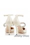 Jimmy Choo Bobbie 100 Caidéil Mná Leathar Paitinne Le Criostail Strap Beige
