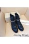 Jimmy Choo Cruz Buataisí Chomhrac Mná Leathar Le Criostail Dubh Mionsonraí