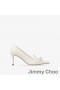 Jimmy Choo Felicitie 85 Caidéil Mná Leathar Nappa Le Embellishment Pearl Bán