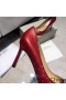 Jimmy Choo Joan 85 Caidéil Mná Glitter Fabraic Le Tinte Ealaíne Criostail Dearg