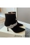 Jimmy Choo Kaza 85 Rúitín Booties Mban Suede Le Criostail Strap Dubh