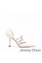 Jimmy Choo Luis 85 Caidéil Mná Leathar Nappa Le Embellishment Criostail Bán