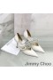 Jimmy Choo Luis 85 Caidéil Mná Leathar Nappa Le Embellishment Criostail Bán