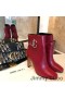 Jimmy Choo Mahesa 100 Rúitín Booties Mná Leathar Lao Le JC Feathal Dearg