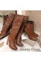 Jimmy Choo Mahesa 100 Glúine Mban Booties Leathar Lao Le JC Feathal Donn