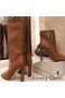 Jimmy Choo Mahesa 100 Glúine Mban Booties Leathar Lao Le JC Feathal Donn