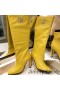 Jimmy Choo Mahesa 100 Glúine Mban Booties Leathar Lao Le JC Feathal Buí
