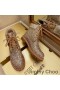 Jimmy Choo Timberland Buataisí Mná Nubuck Leathar Le Go Léir Os Cionn Swarovski Criostail Donn